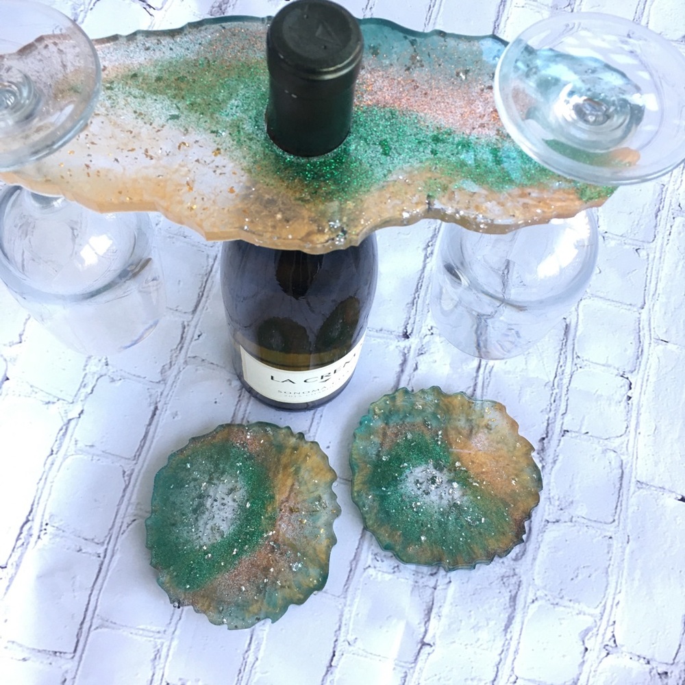 Wine/Champagne glass holder coasters set